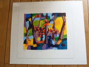 Willem Brauck - Zeefdruk, Titel, "Touch Stone". verkocht voor € 50!