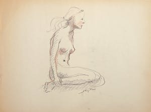 Jan Sluijters (jr.) - Tekening, Zittend naakt kopen? Bied vanaf 35!