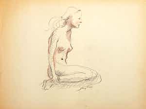 Jan Sluijters (jr.) - Tekening, Zittend naakt verkocht voor € 35!