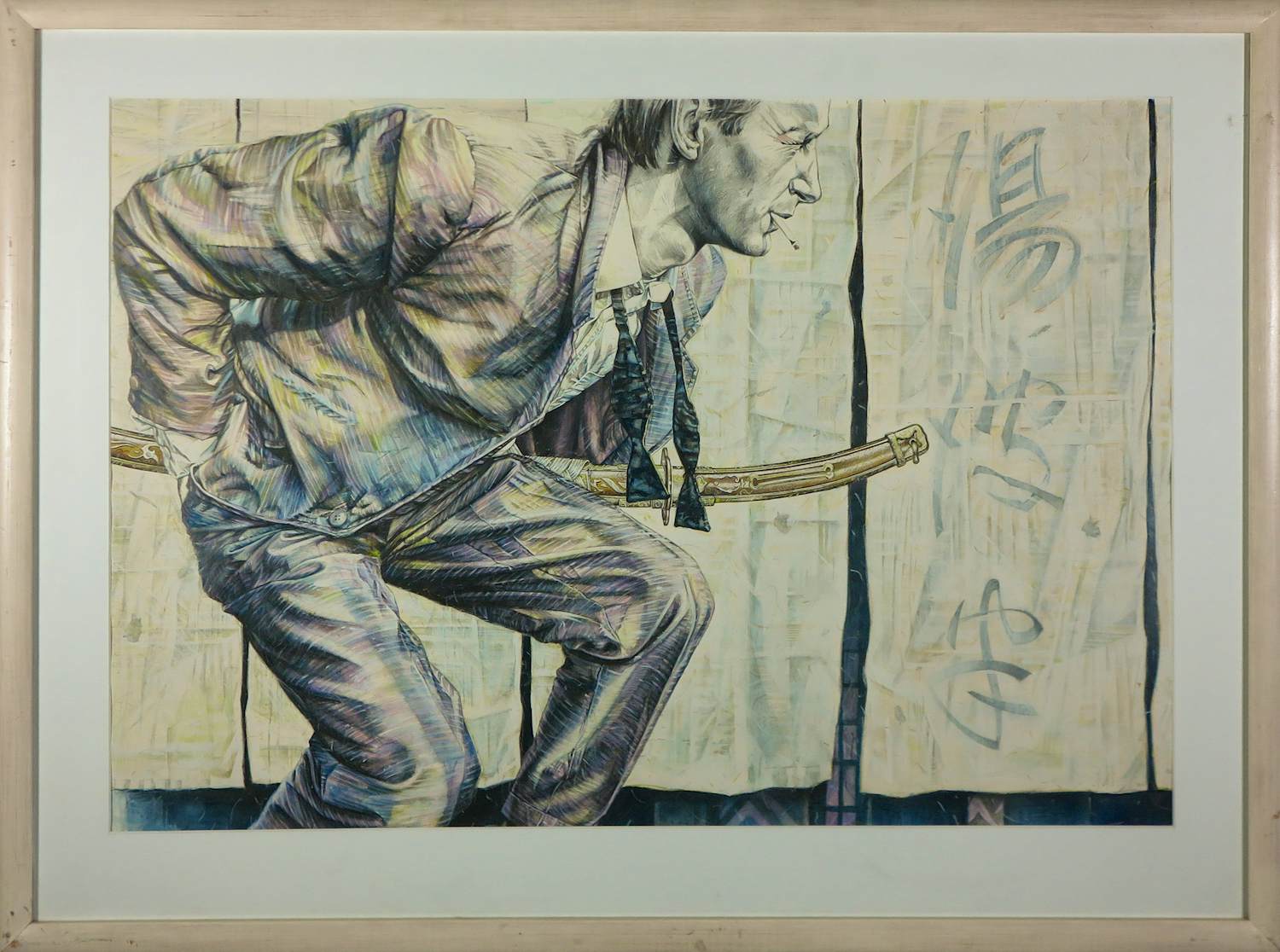 Ed van der Kooy - Gemengde techniek, Samurai - Ingelijst verkocht voor € 200!