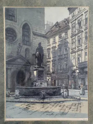 Emil Singer - Mosesbrunnen op de Franziskanerplatz in Wenen. kopen? Bied vanaf 125!