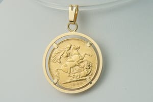 2544b- 18 Krt gouden montuur met losse Britse Sovereign munt Edward VII 1908 kopen? Bied vanaf 290!