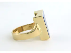 18k geel gouden ring bezet met lapis lazuli - ringmaat 18,5(58) kopen? Bied vanaf 550!