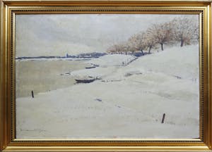 Willem Witjens - olieverf op doek - sneeuwlandschap kopen? Bied vanaf 295!
