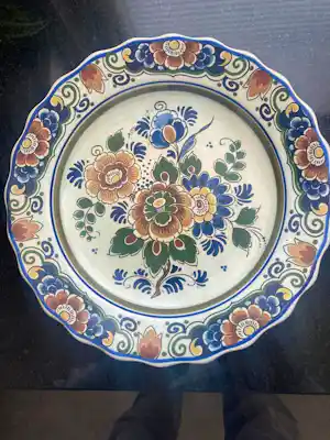 Potterie Oud Delft - Potterie Delft Polychroom 22 - Delfts blauw handwerk collectors bord (Del_5) verkauft für € 20!