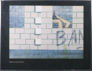 Adrian de Gijzel - Gouache, Ban bom of ban/aan - Ingelijst kopen? Bied vanaf 1!