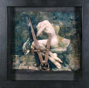 Julia Winter - Assemblage met foto en passer, Destiny verkocht voor € 250!