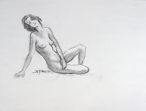 Jan Sluijters (jr.) - Krijttekening, Zittend naakt kopen? Bied vanaf 1!