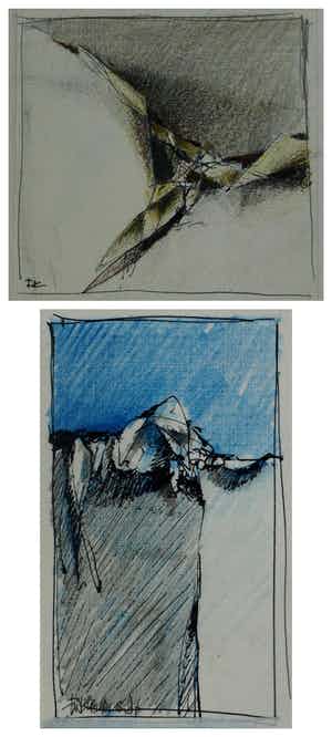 Fon Klement - 2 Tekeningen , schetsen - 1987 verkocht voor € 50!