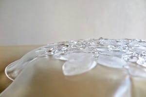 Walther glas - Grote Waaierschaal - kristalglas met floraal decor in reliëf en gepatineerd kopen? Bied vanaf 1!