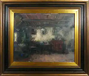 Theodorus van Oorschot - Olieverf op doek, Interieur - Ingelijst vendu pour 72€ !