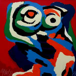 Karel Appel - Ingelijste zeefdruk - 1977 (nette lijst!) verkocht voor € 1150!