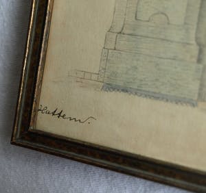 Niet of onleesbaar gesigneerd - Ingelijste tekening , Stadspomp / waterpomp Hattem - oud kopen? Bied vanaf 1!