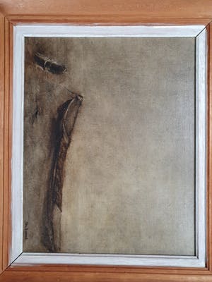 An Biesiot - Aangemeerde roeiboot in leeg landschap kopen? Bied vanaf 50!