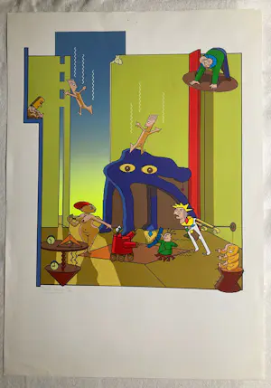 René van Asselt - Zeefdruk , Surrealistische voorstelling - 91 x 64 cm kopen? Bied vanaf 70!