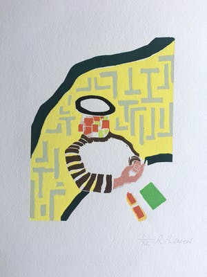 Roger Raveel - kleuren houtsnede ‘Thuis’ -1999 - Romeins genummerd - nieuwe lijst. kopen? Bied vanaf 675!