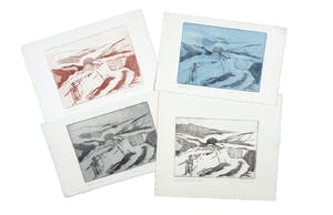 Joe Wols - Lot van vier gekleurde etsen, Yorkshire kopen? Bied vanaf 1!