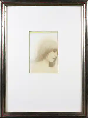 Herman van Rossum - Olieverftekening, Portret en profil verkocht voor € 60!