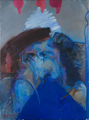 Klaas Sans - Olieverf op doek, Gombrowicz passeerde - Ingelijst kopen? Bied vanaf 1!