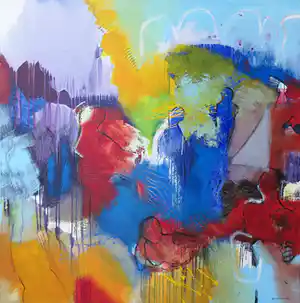 Jos van Beek - Acryl op doek, Levensmomenten (Zeer groot) verkocht voor € 300!