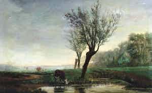Jan van Dam - C3836-24 - Koe aan het water verkocht voor € 250!