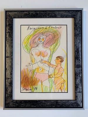 Corneille - Baigneuse à l'enfant - 1988 - Pastel op papier kopen? Bied vanaf 1600!
