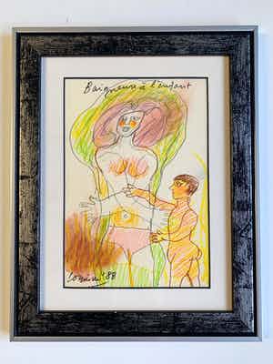 Corneille - Baigneuse à l'enfant - 1988 - Pastel op papier verkocht voor € 1600!