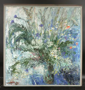 Richard van Dijk - Olieverf op doek, Veldboeket - Ingelijst kopen? Bied vanaf 350!