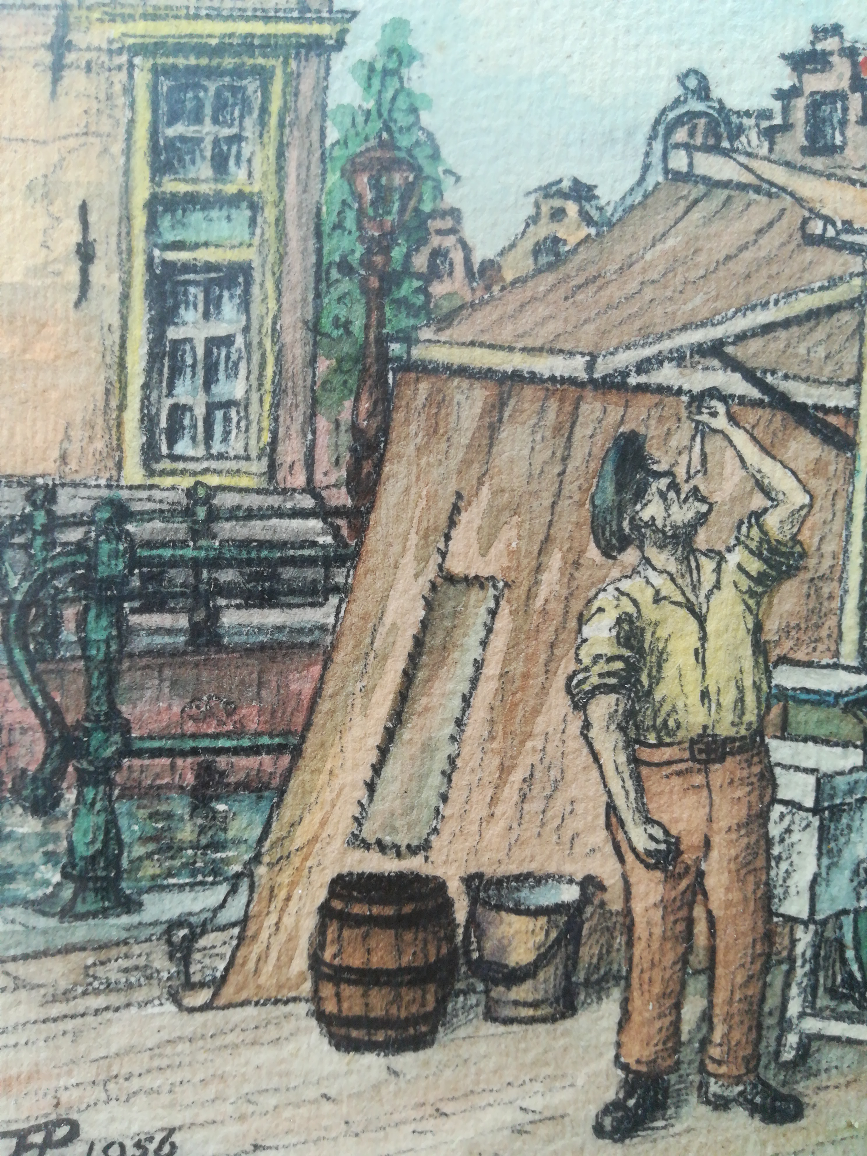 Niet of onleesbaar gesigneerd - Viskraam in Amsterdam  kopen? Bied vanaf 1!