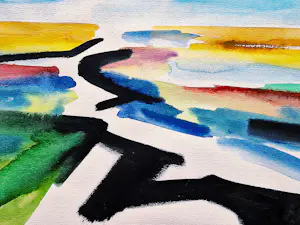 Eddy Sikma - Grote expressionistische gouache "Noordelijk landschap" - gesigneerd kopen? Bied vanaf 58!