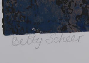 Betty Scheer - Linosnede, Gele tafel met lade kopen? Bied vanaf 40!