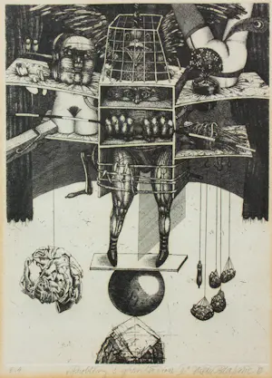 Dusan Polacovic - Ets, Problémy s gravitáciou II (Problemen met de zwaartekracht II) - Ingelijst kopen? Bied vanaf 35!
