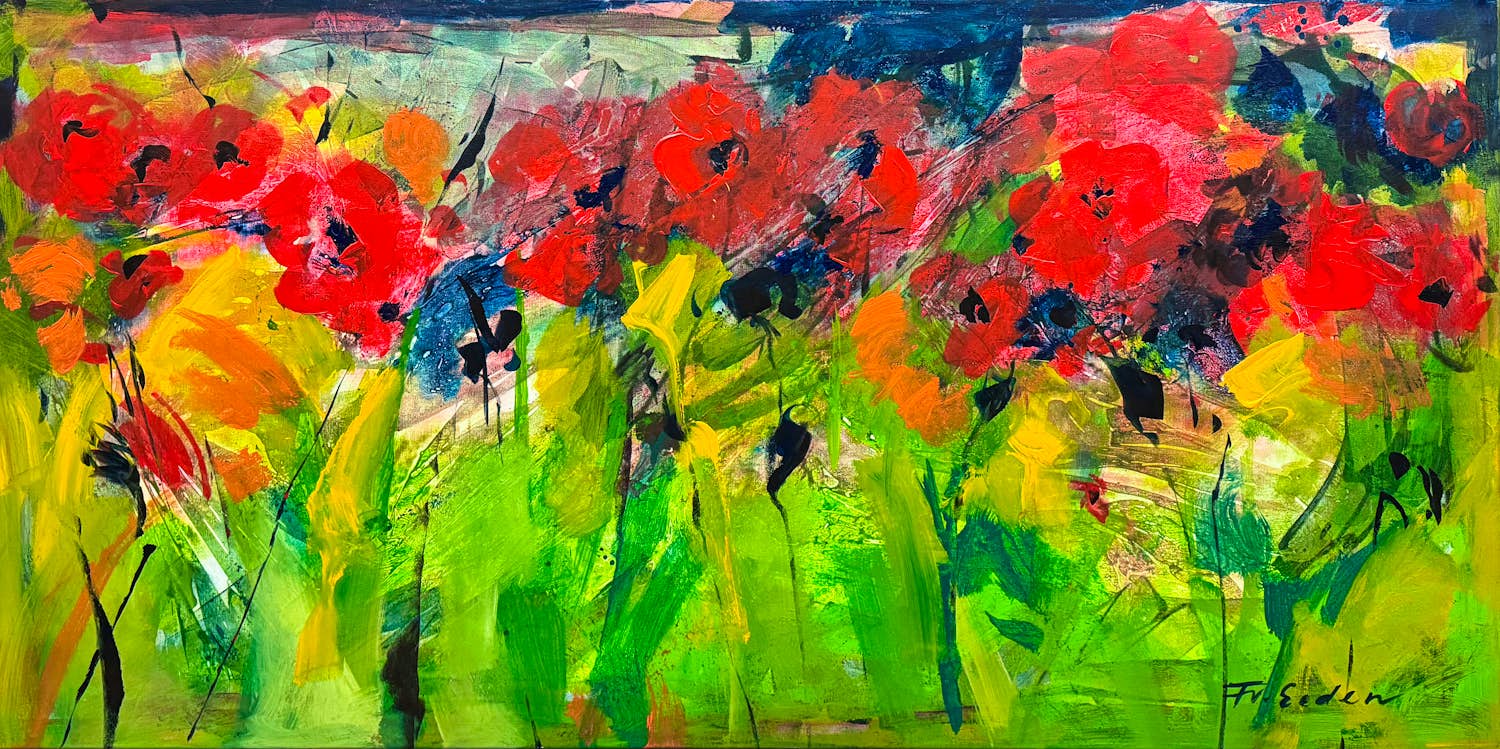 Frits van Eeden - Acryl op doek, Bloemenveld (Zeer groot) kopen? Bied vanaf 300!