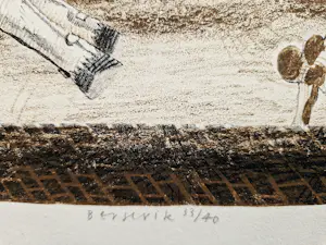 Herman Berserik - In 1976 in beperkte oplage (40) gemaakte Ets en Aquatint "Hobbelpaard" gesigrd kopen? Bied vanaf 42!