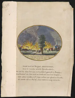 Jan van Diepenhuijsen - (naar) - Handgekleurde gravure, Gezigt van den zwaaren Brand (...) kopen? Bied vanaf 1!