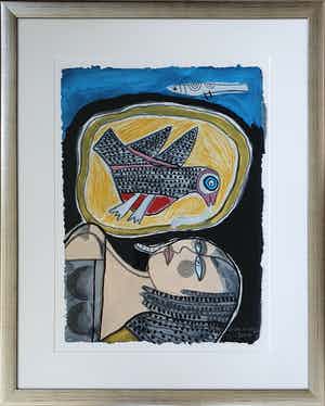 Corneille - Litho: 'Des Animaux et la Femme' (Groot) Ingelijst verkocht voor € 420!