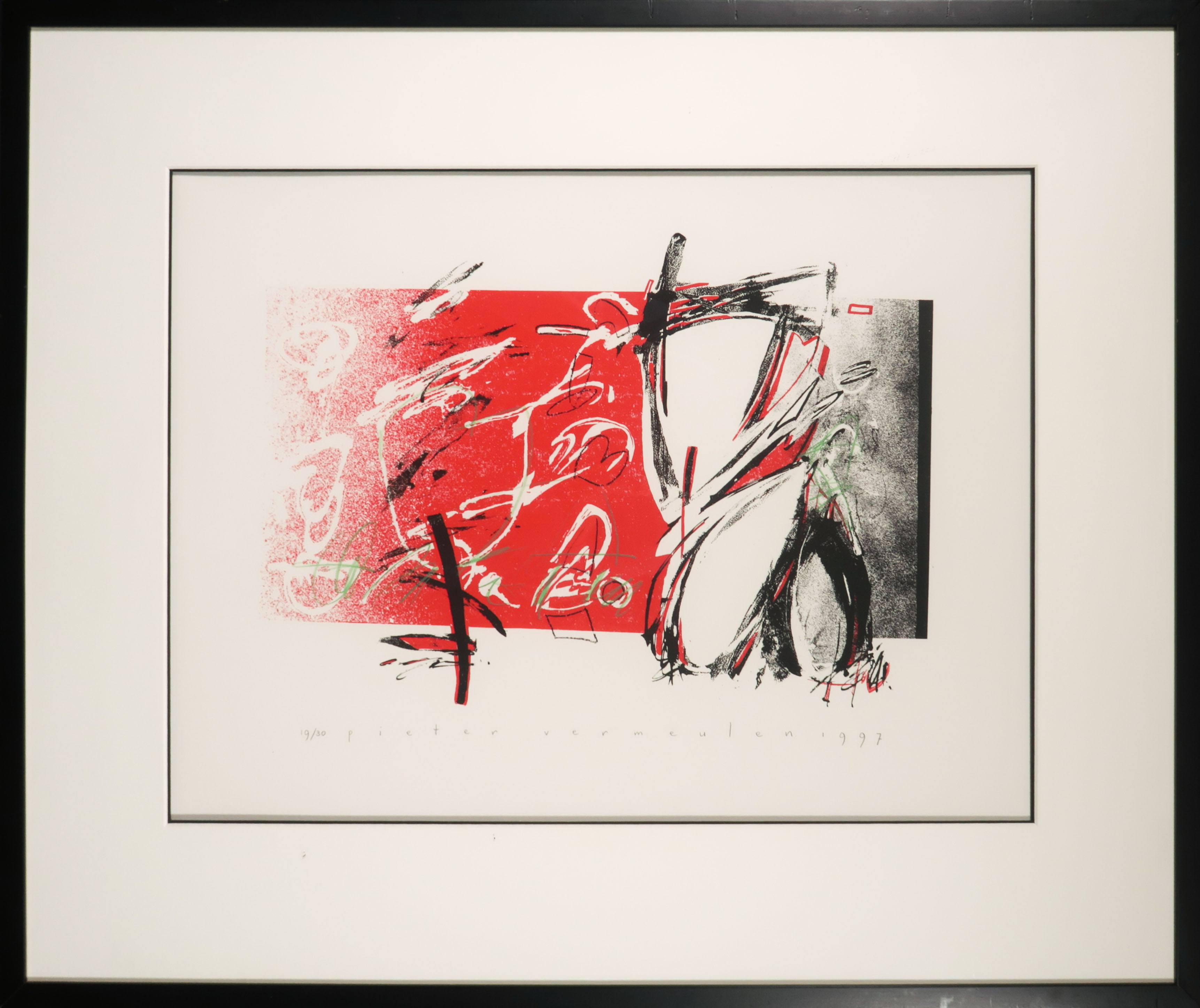Pieter Vermeulen - Zeefdruk, Zonder titel - Ingelijst verkocht voor € 1!