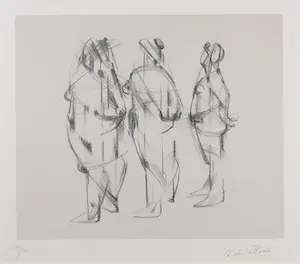 Charlotte van Pallandt - Litho, Drie staande figuren - Ingelijst kopen? Bied vanaf 150!