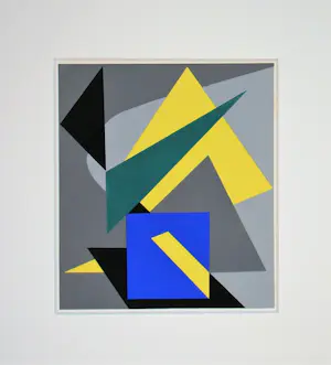 Andre Bloc - Abstracte compositie - 1952 - Pochoir in gouachekleuren kopen? Bied vanaf 120!