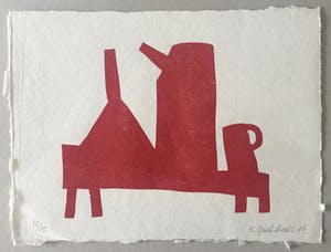 Klaas Gubbels - houtdruk 'Rood stilleven ’ - 2016 - oplage 13 kopen? Bied vanaf 265!