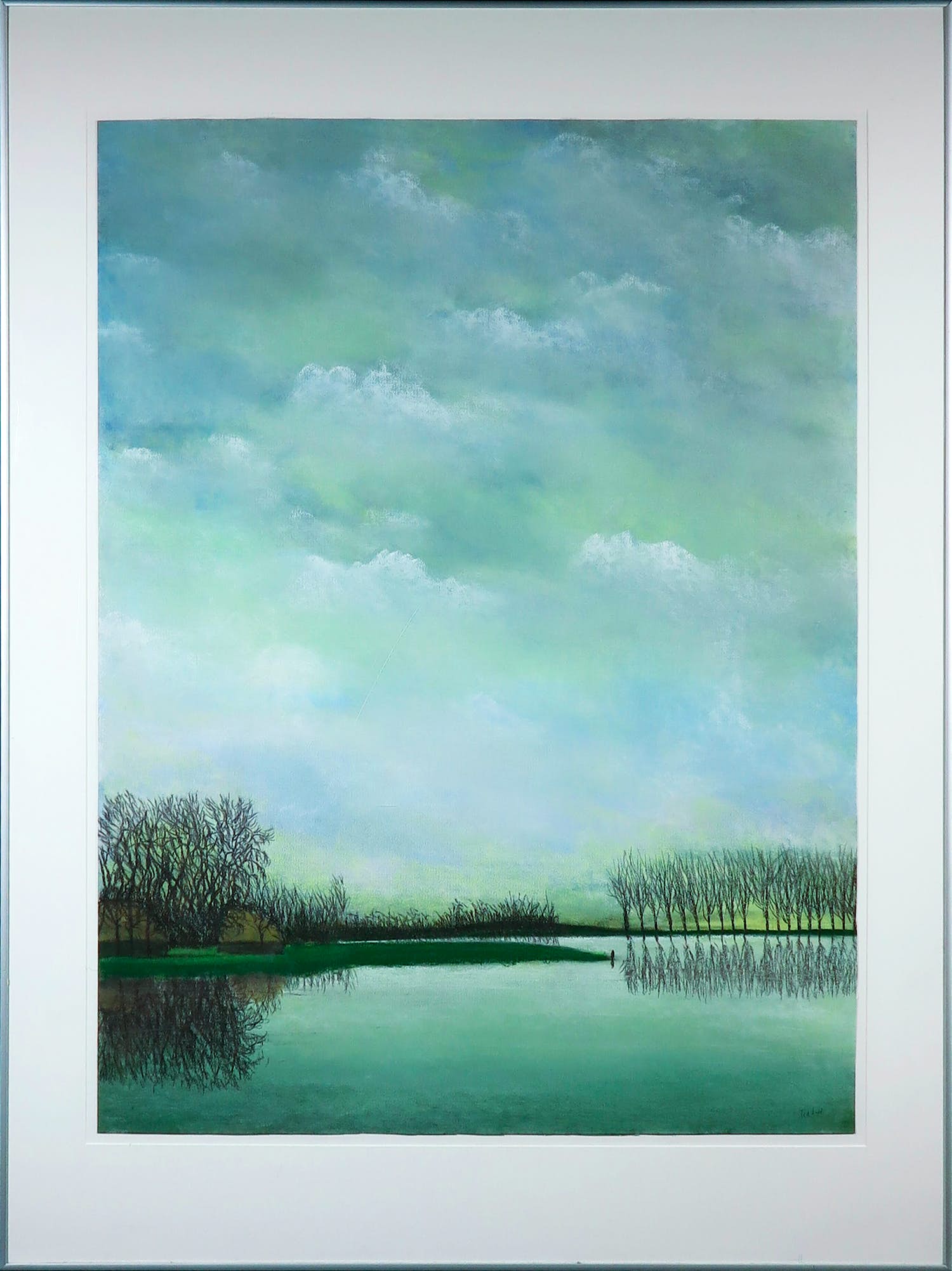 Ted Licht - Pasteltekening, Landschap - Ingelijst (Groot) verkocht voor € 50!