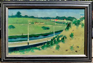 Theo Bitter - Tram in Scheveningen, olieverf op doek (netjes ingelijst) kopen? Bied vanaf 275!