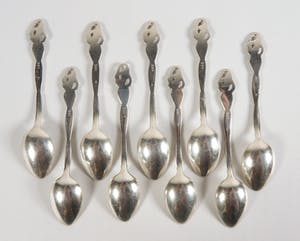 2e gehalte zilveren mokka-lepels - Gebroeders Wolffers Brussel kopen? Bied vanaf 120!