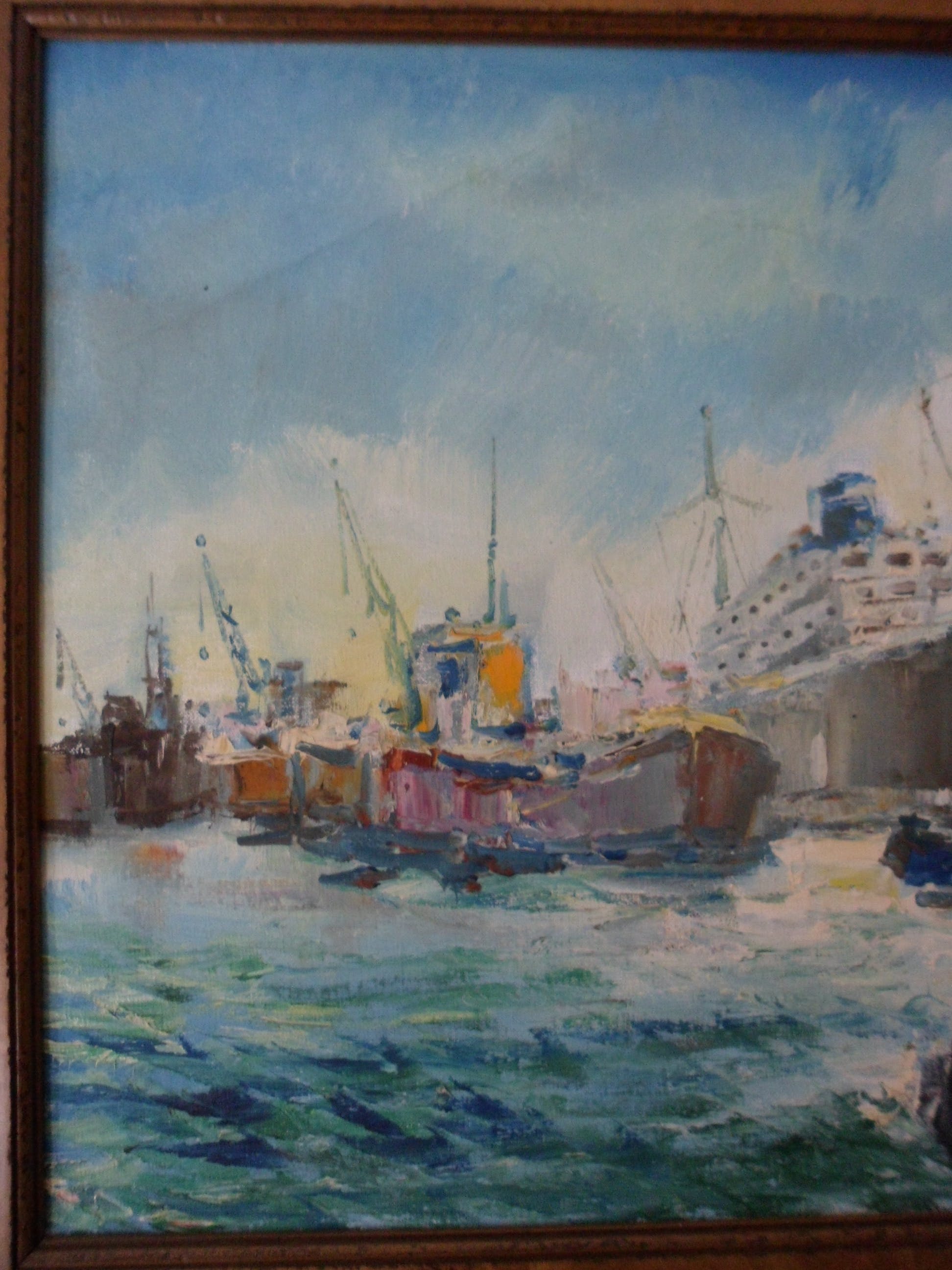 Bob Immink - Petrus Theodorus (Bob) Immink (1930-1989), olieverf op doek. Havengezicht kopen? Bied vanaf 200!