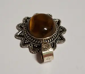 Nieuwe handgemaakte  ronde zilveren hanger met een mooie  geslepen tijgeroog kopen? Bied vanaf 45!