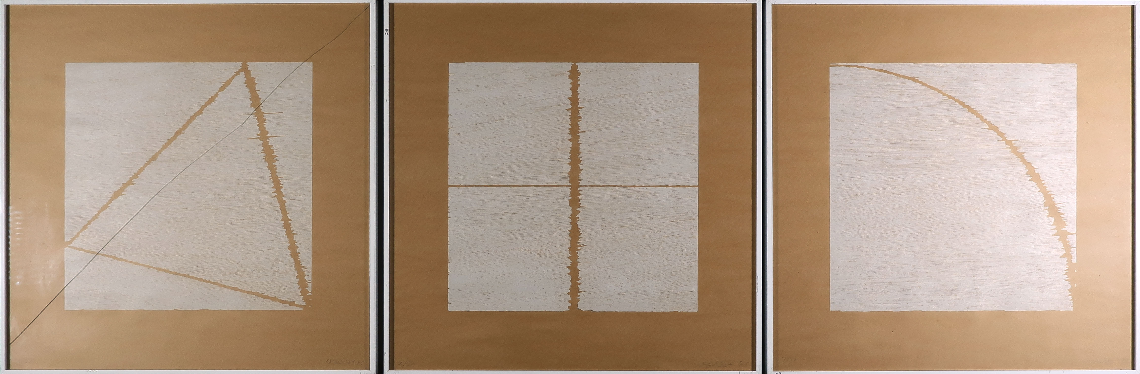 Francois Morellet - Houtdruk, Drieluik - Ingelijst verkocht voor € 650!