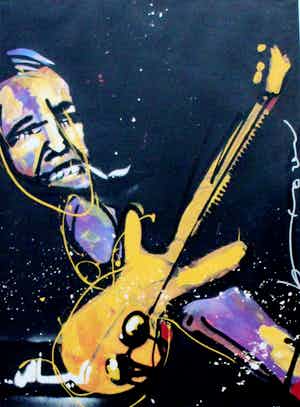 Herman Brood - Ingelijste zeefdruk: de basgitarist verkocht voor € 399!