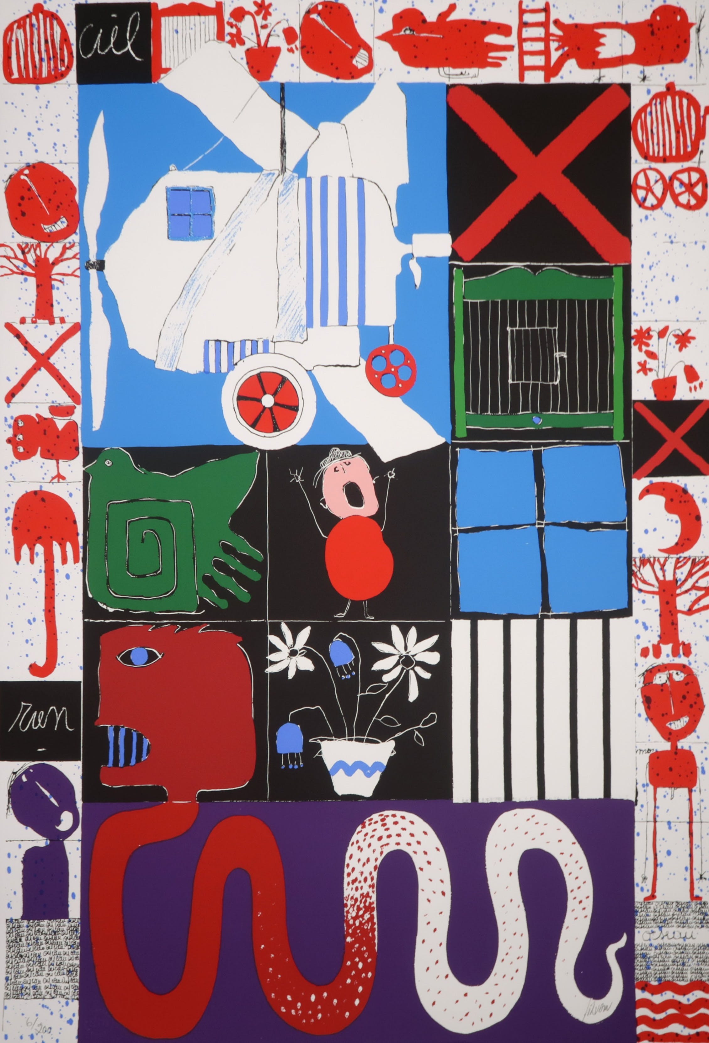 Christian Silvain - Zeefdruk, L'Oiseau cage kopen? Bied vanaf 60!