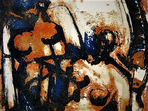 Wim Motz - Rotterdam ARA-groep - grote Litho in kleine oplage (15) - "twee naakte figuren" kopen? Bied vanaf 10!