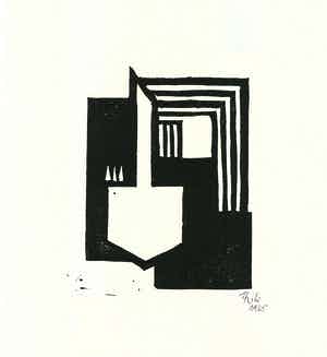 Thilo Maatsch - Handgesigneerde houtsnede: Geometrische Compositie verkocht voor € 24!